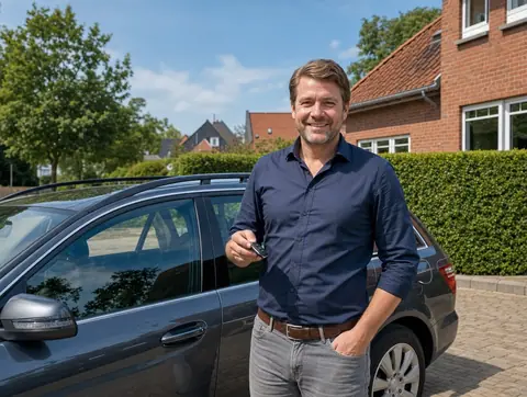 Verkäufer aus Heidenheim mit dem verkauften Fahrzeug